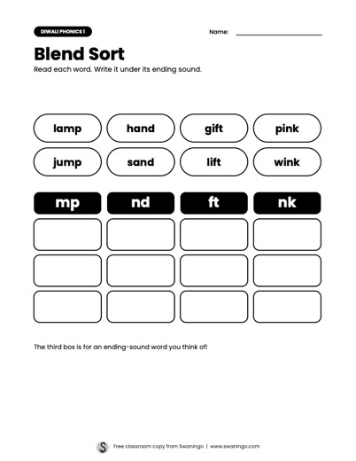First page of the Diwali packet: Blend Sort